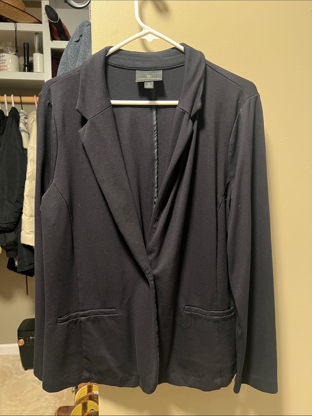 Worthington Black Open-Front Knit Blazer